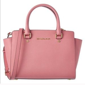 Pink Michael Kors Saffiano Selma Medium Handbag